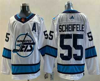 Mens Winnipeg Jets #55 Mark Scheifele White 2022 Reverse Retro Stitched Jersey->->NHL Jersey